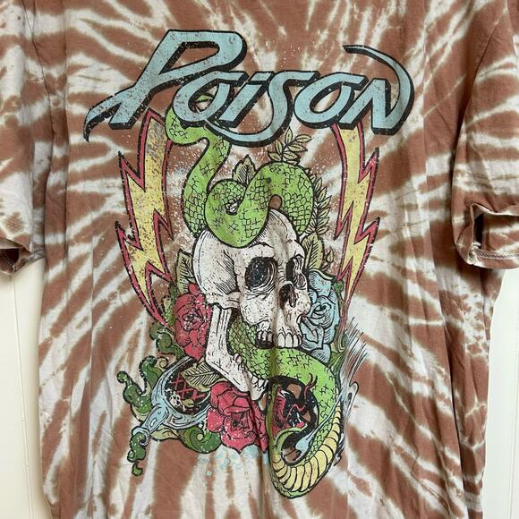 Poison T-Shirt Tie Dye 80's/90's Rock Band Music Merchandise Skull Rose Mens M - Picture 3 of 5